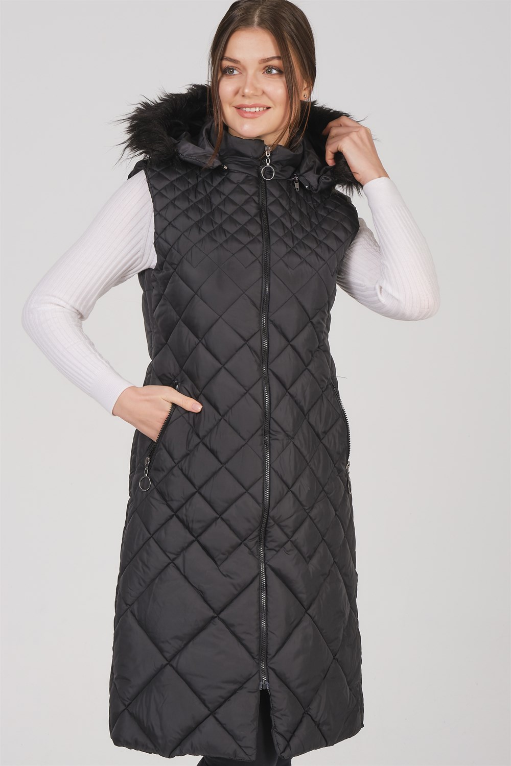 Z6718 DEWBERRY BAYAN YELEK-SİYAH