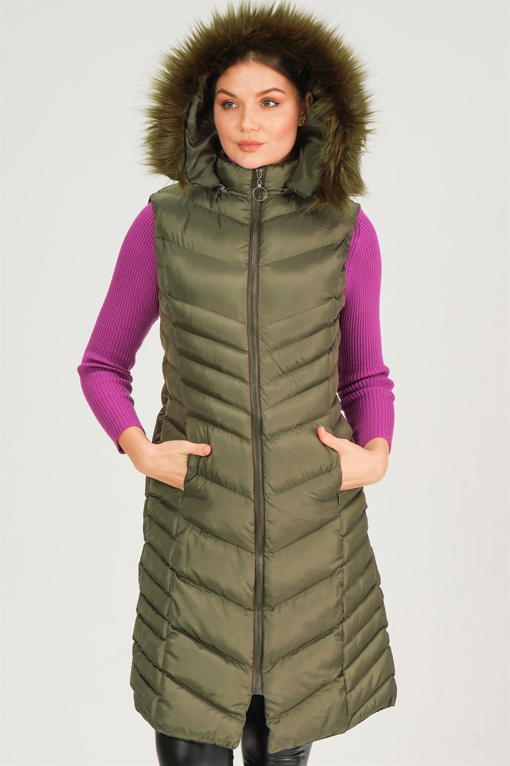 Z6725 DEWBERRY BAYAN YELEK-HAKİ