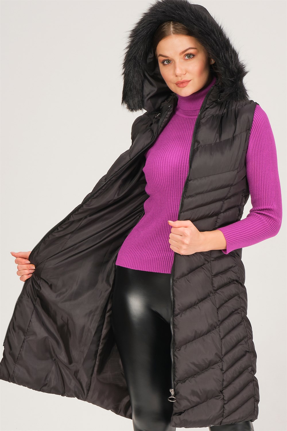 Z6725 DEWBERRY BAYAN YELEK-SİYAH