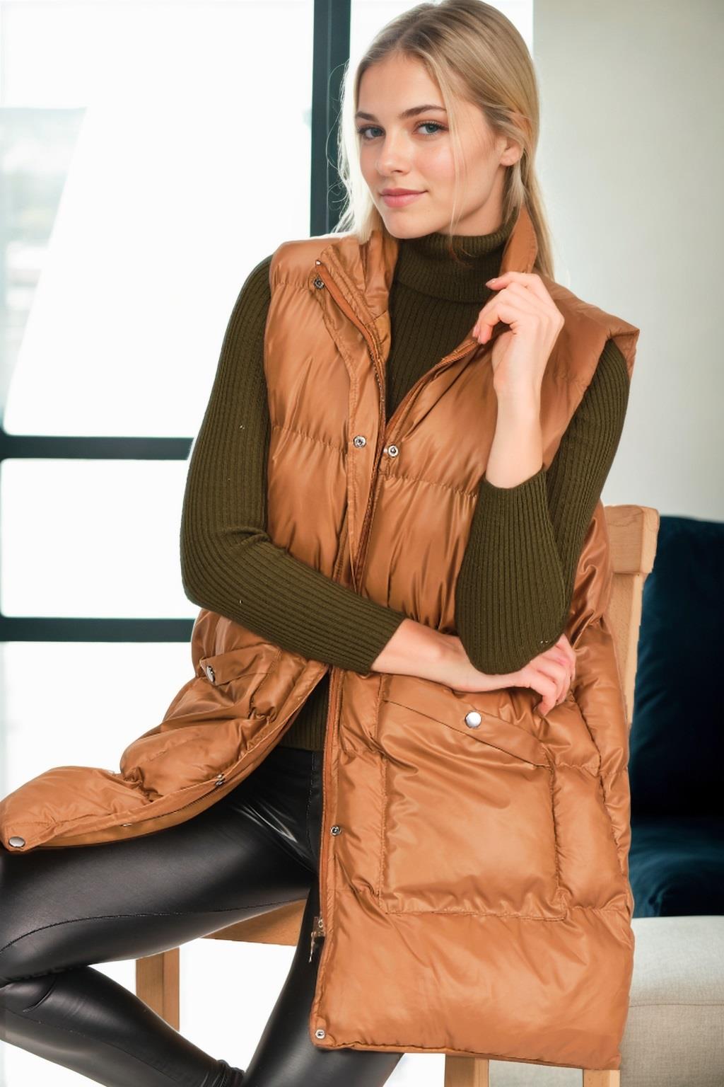 Z6729 DEWBERRY HK STYLE BAYAN YELEK-CAMEL-1