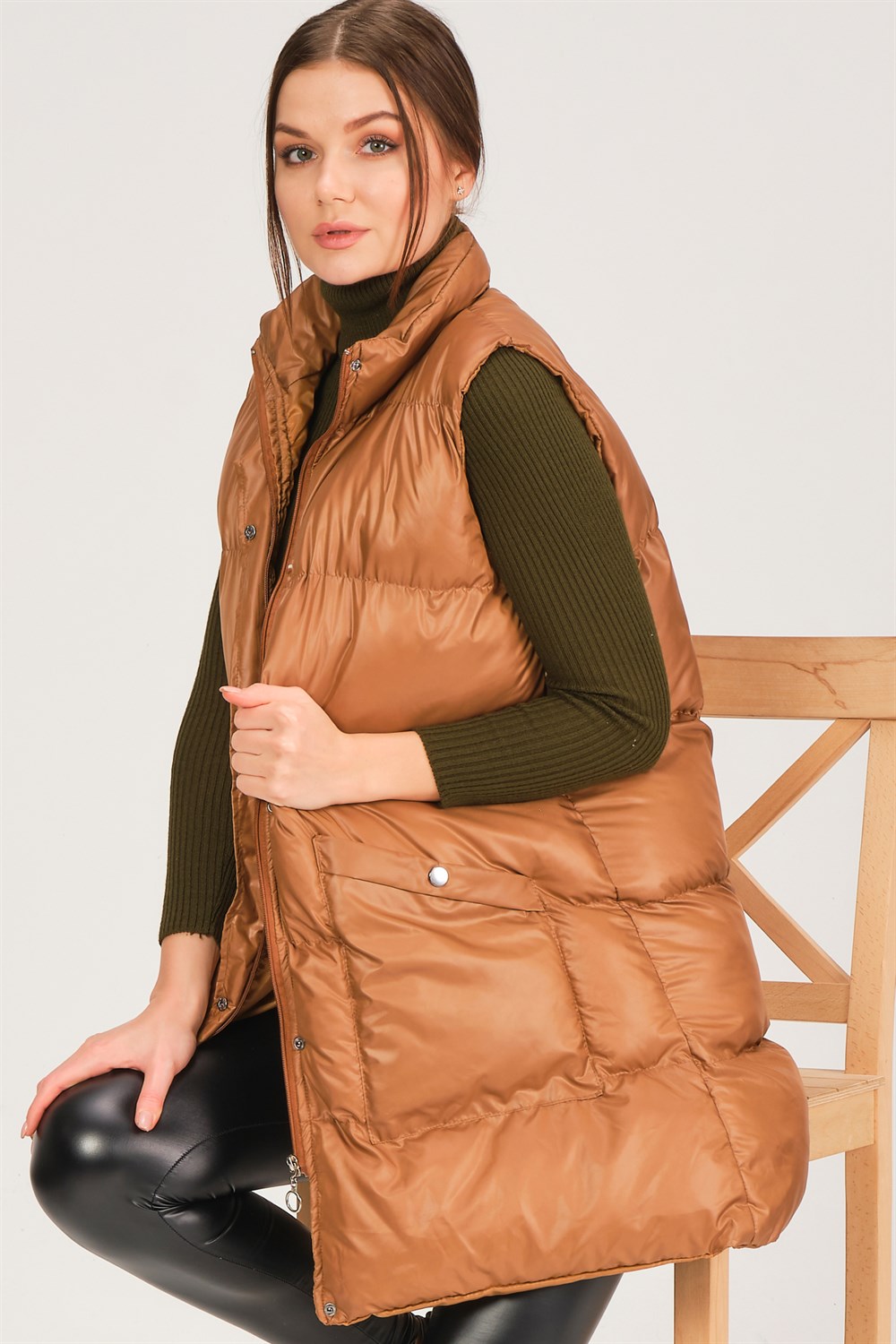 Z6729 DEWBERRY HK STYLE BAYAN YELEK-CAMEL