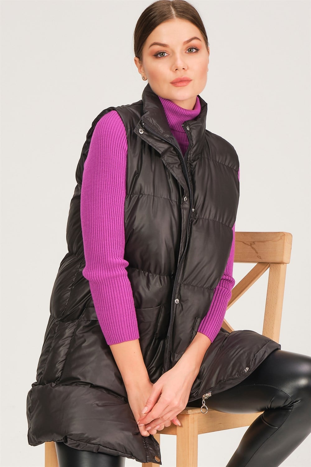 Z6729 DEWBERRY HK STYLE BAYAN YELEK-SİYAH