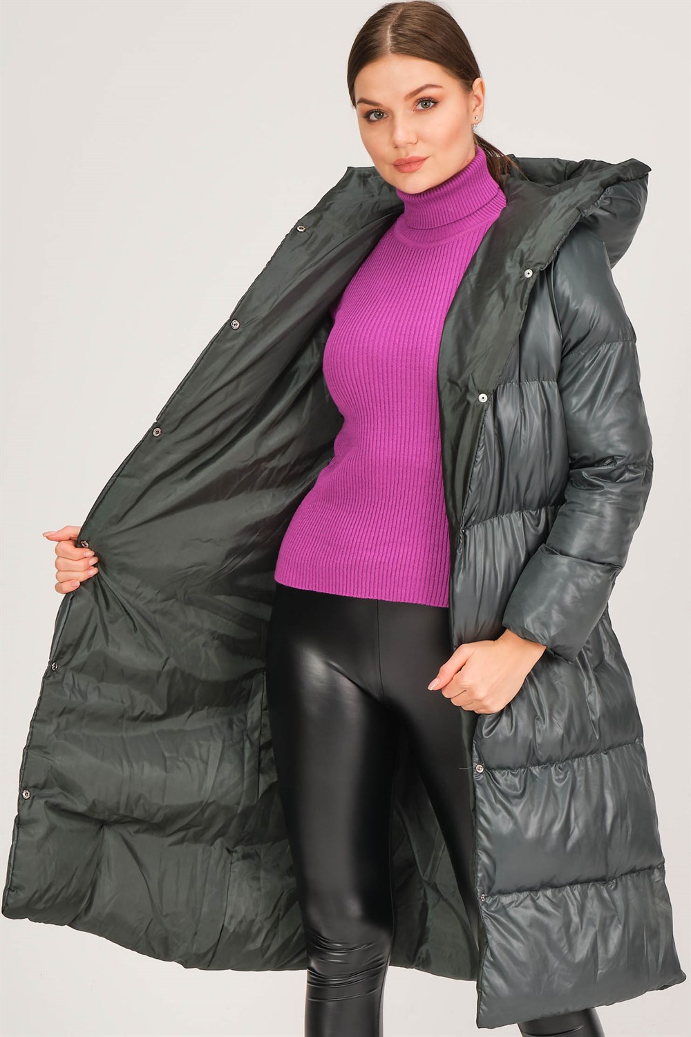 Z6730 DEWBERRY HK STYLE BAYAN KABAN-YEŞİL