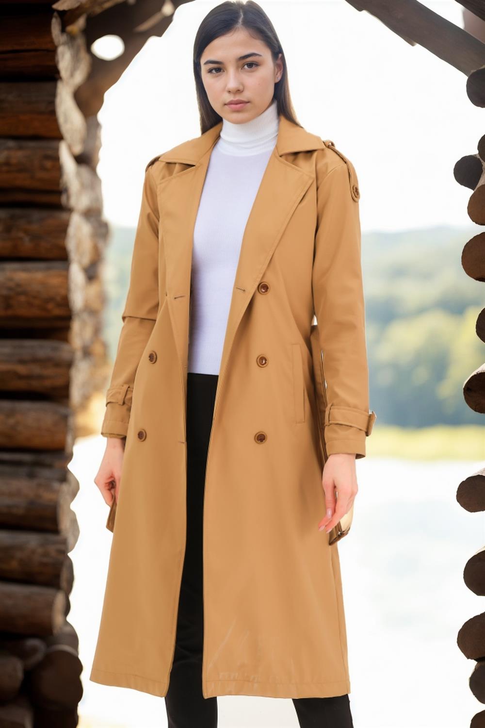 Z6737 DEWBERRY BAYAN TRENÇKOT-KOYU CAMEL
