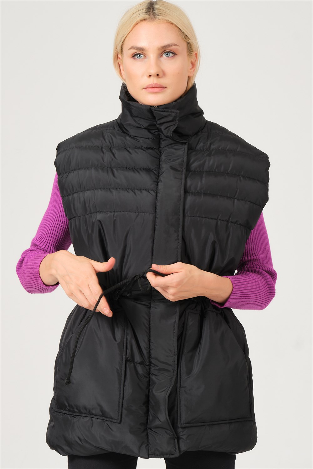 Z6747 DEWBERRY BAYAN YELEK-SİYAH