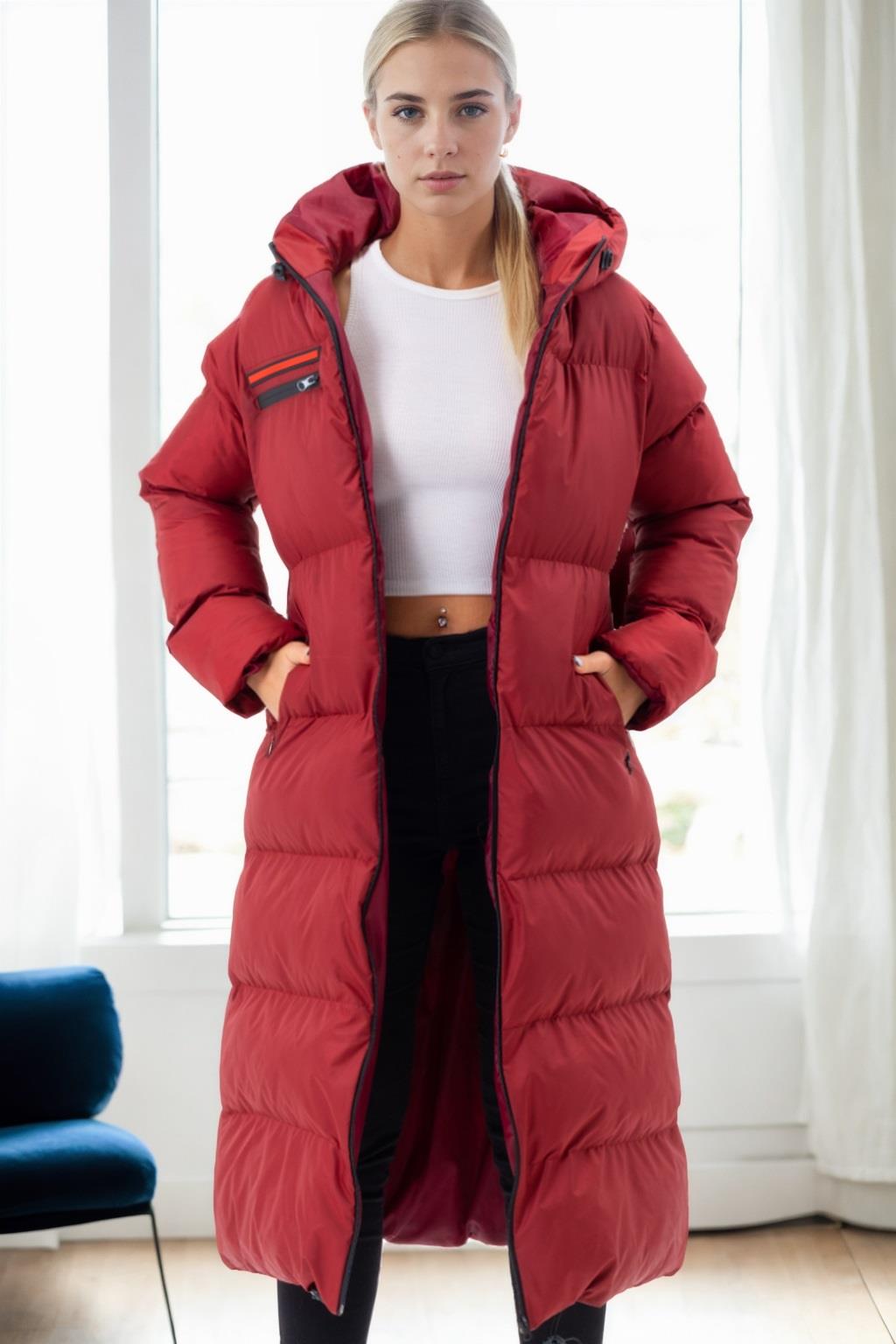 Z6756 DEWBERRY BAYAN ŞİŞME KABAN-BORDO-1