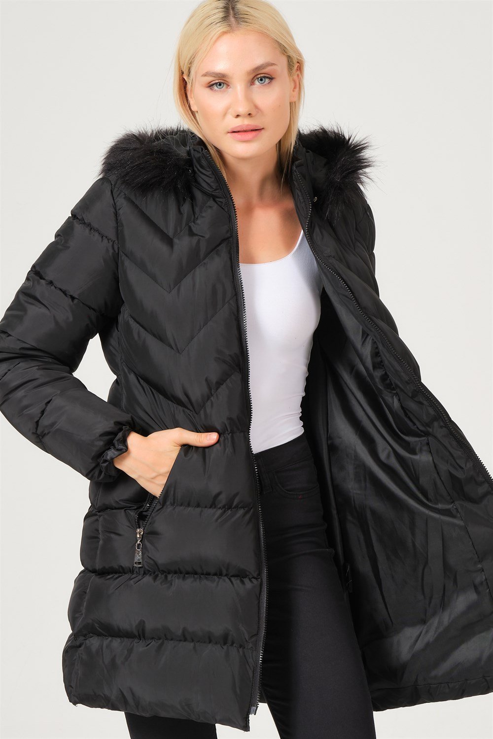 Z6759 DEWBERRY BAYAN KABAN-SİYAH