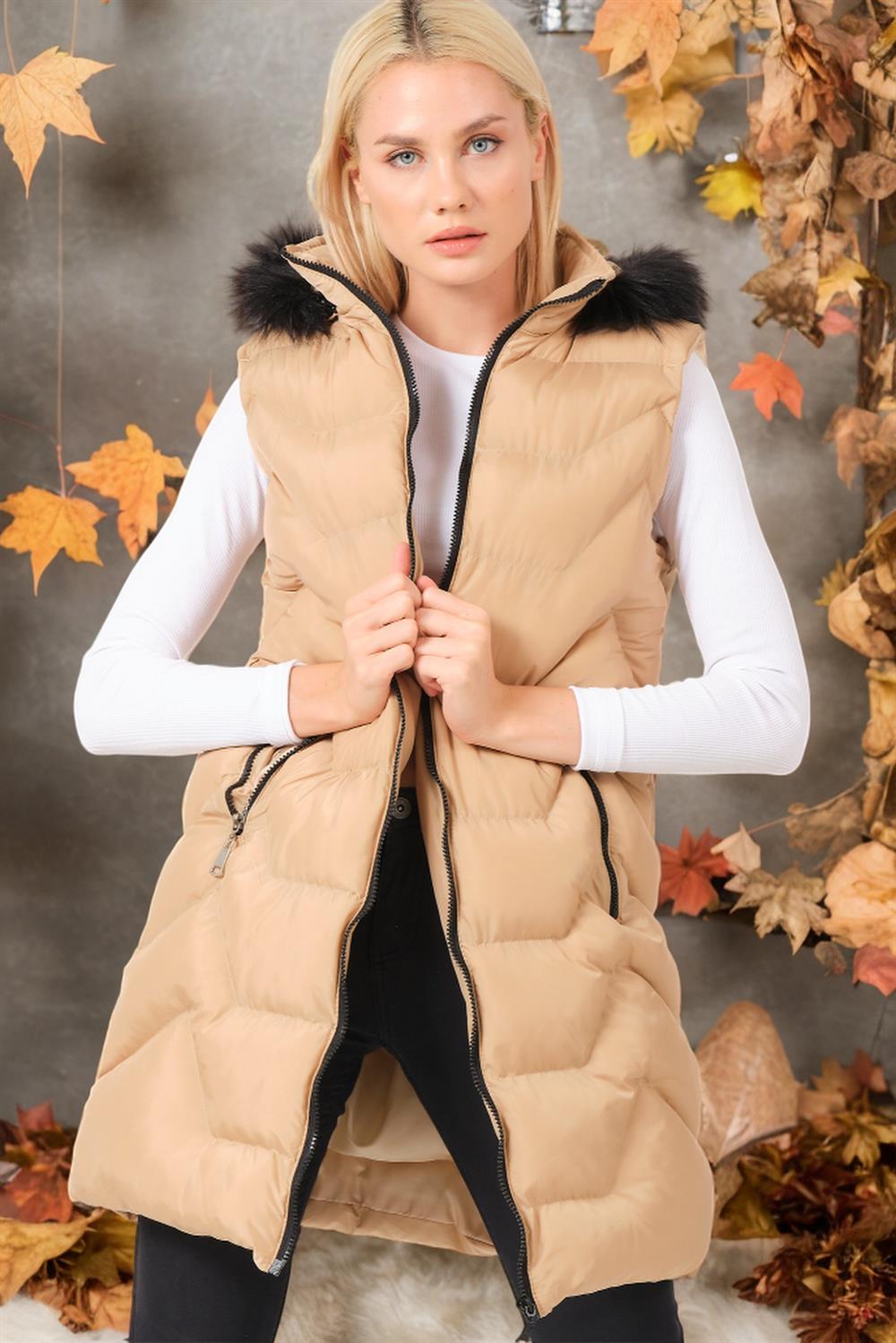 Z6761 DEWBERRY BAYAN YELEK-AÇIK VİZON