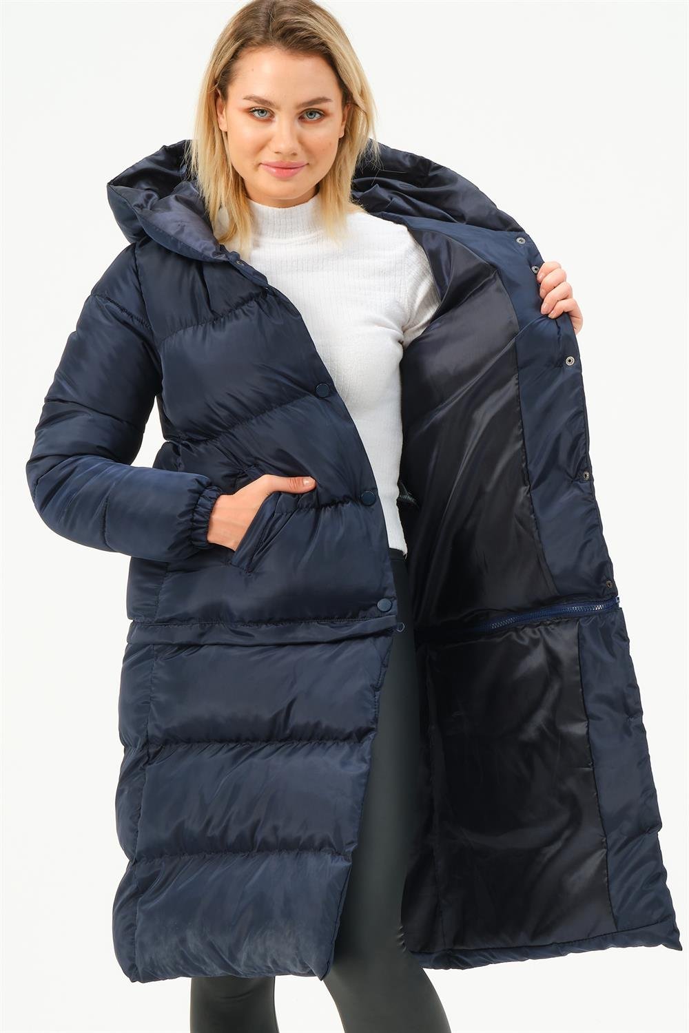 Z6772 DEWBERRY KISALTILABİLİR BAYAN KABAN-LACİVERT