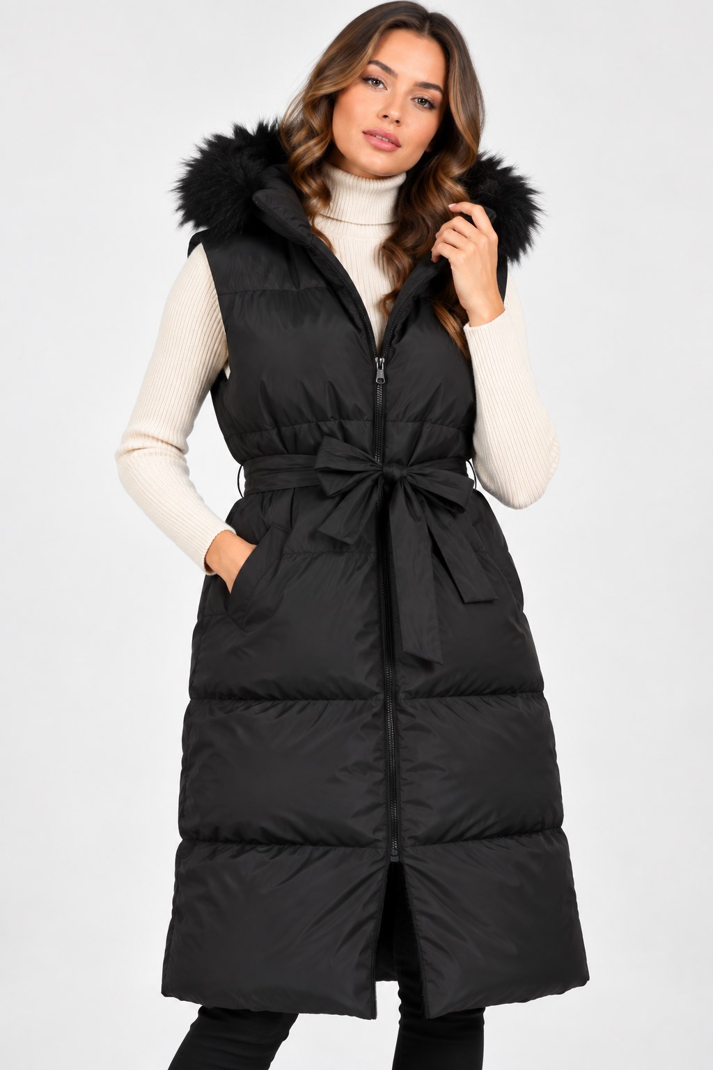 Z8744 DEWBERRY BAYAN YELEK-SİYAH-1