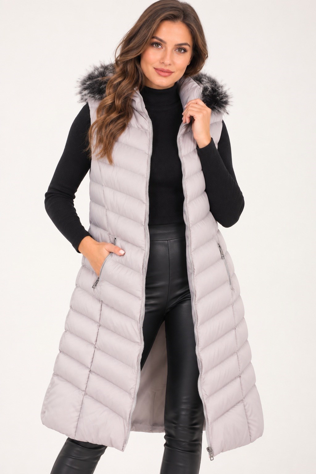 Z9684 DEWBERRY BAYAN YELEK-GRİ-2