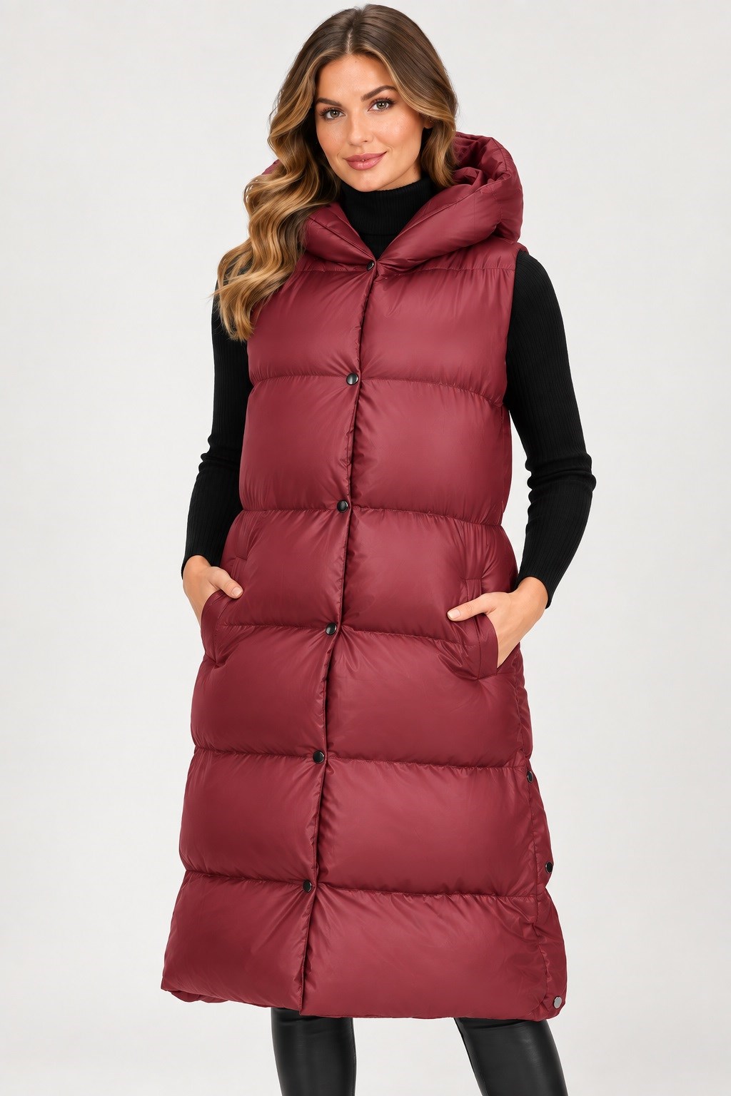 Z9734 DEWBERRY XEXESE BAYAN YELEK-DÜZ BORDO