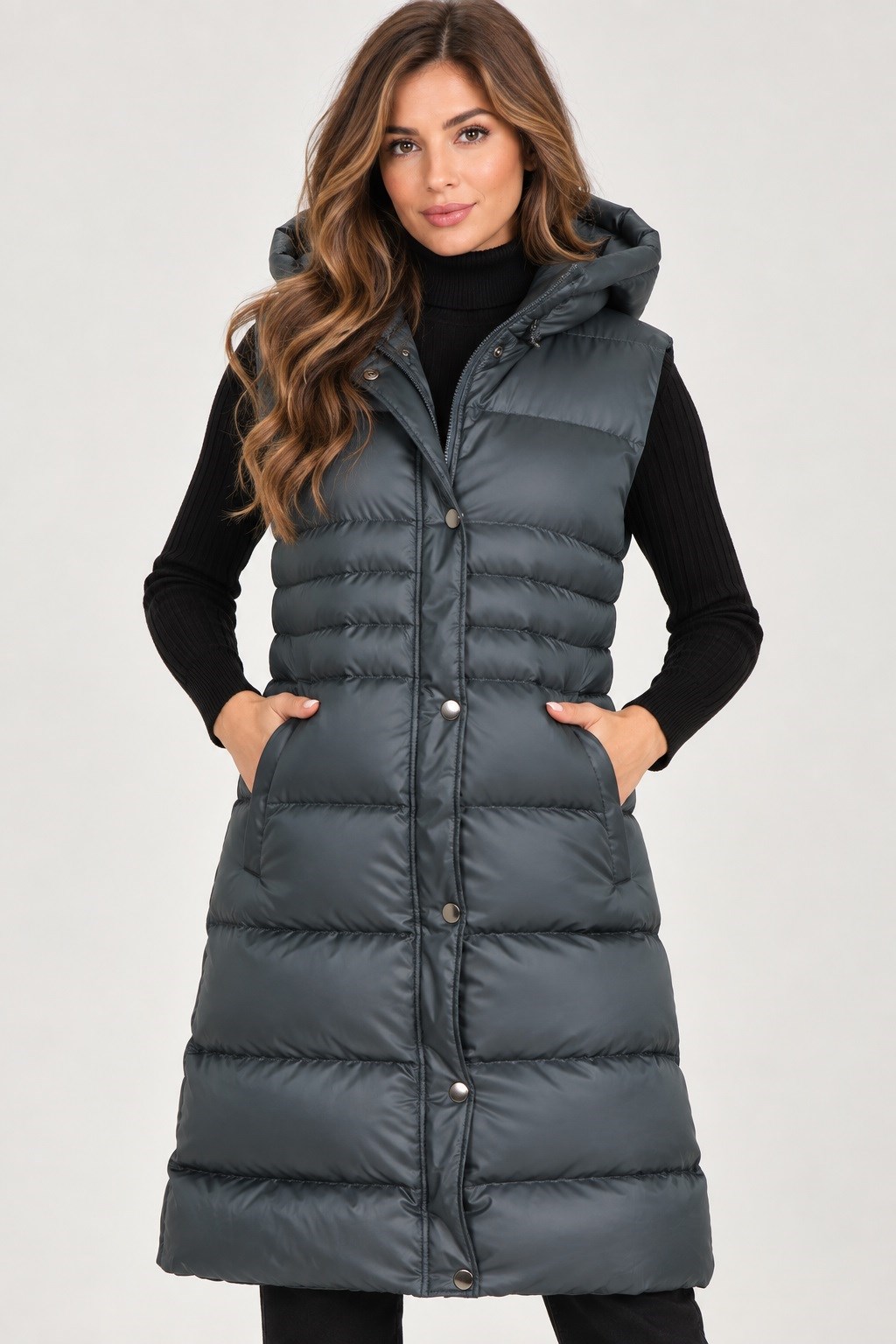 Z9757 DEWBERRY BAYAN YELEK-DÜZ YEŞİL