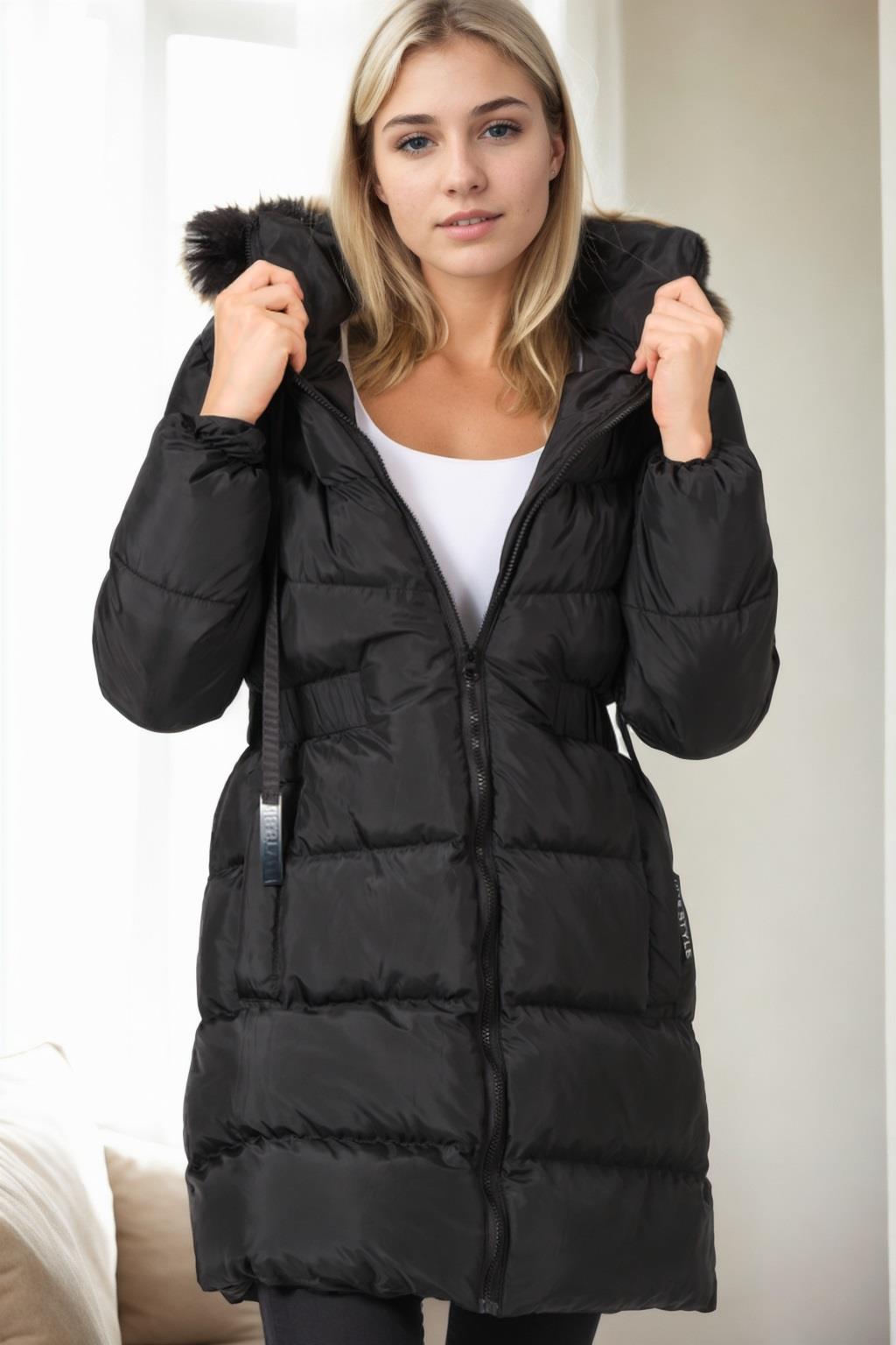 Z9764 DEWBERRY BAYAN KABAN-SİYAH