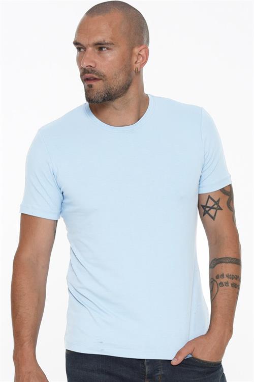 T8569 DEWBERRY BİSİKLET YAKA ERKEK T-SHIRT-KOYU MAVİ