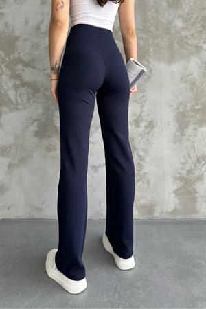 80272 Dewbery High Waist Slim Fit Wide Leg Pants-LACİVERT