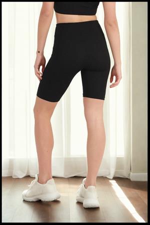 95111 Dewberry Sports Compact High Waist Short Leggings-SİYAH