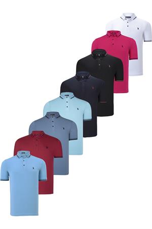 SEKİZLİ SET T8586 DEWBERRY ERKEK T-SHIRT-SİYAH-BEYAZ-LACİVERT-BORDO-CAMGÖBEĞİ-FUŞYA-İNDİGO-AÇIK MAVİ