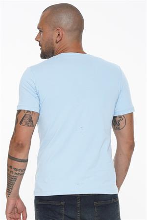 T8569 DEWBERRY BİSİKLET YAKA ERKEK T-SHIRT-KOYU MAVİ