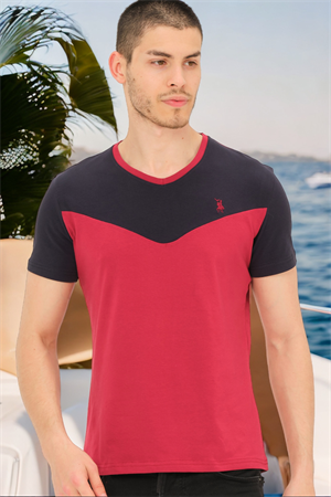 T8591 DEWBERRY ERKEK T-SHIRT-DÜZ BORDO