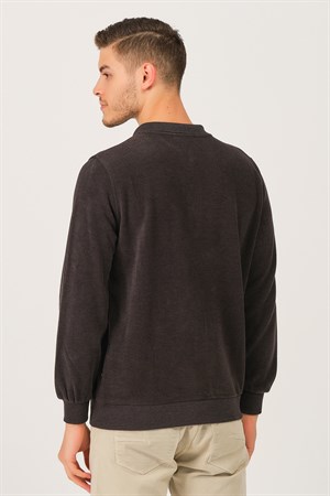 V2001 DEWBERRY DIO RISE POLO YAKA ERKEK SWEATSHIRT-KOYU ANTRASİT