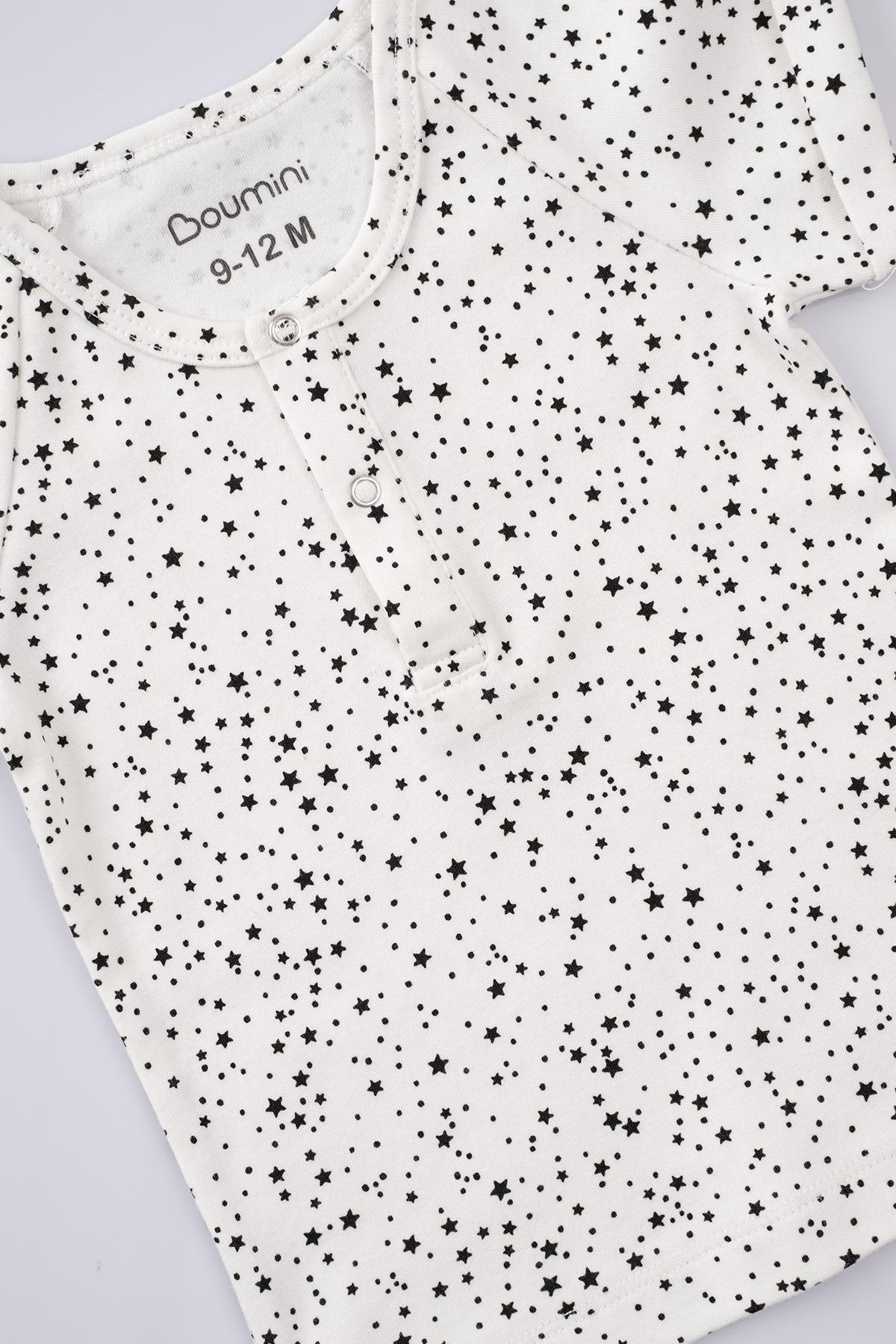 Boumini Bebek Çocuk Kısa Kollu Tişört Yıldız Tozu Beyaz