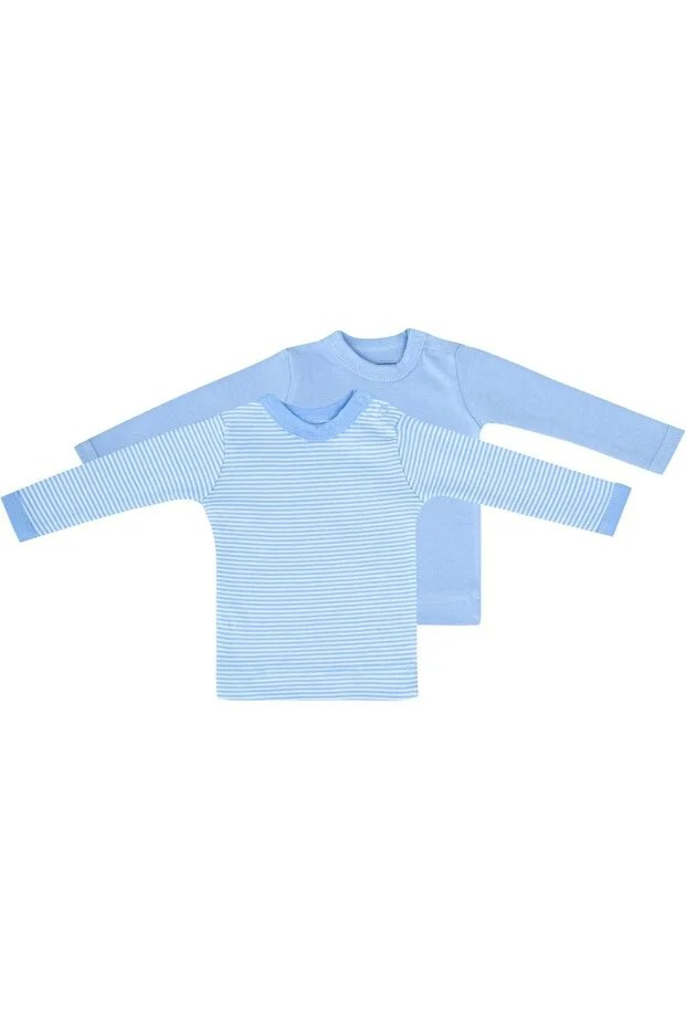 2 li Uzun Kollu Desensiz Bebek Tişörtü