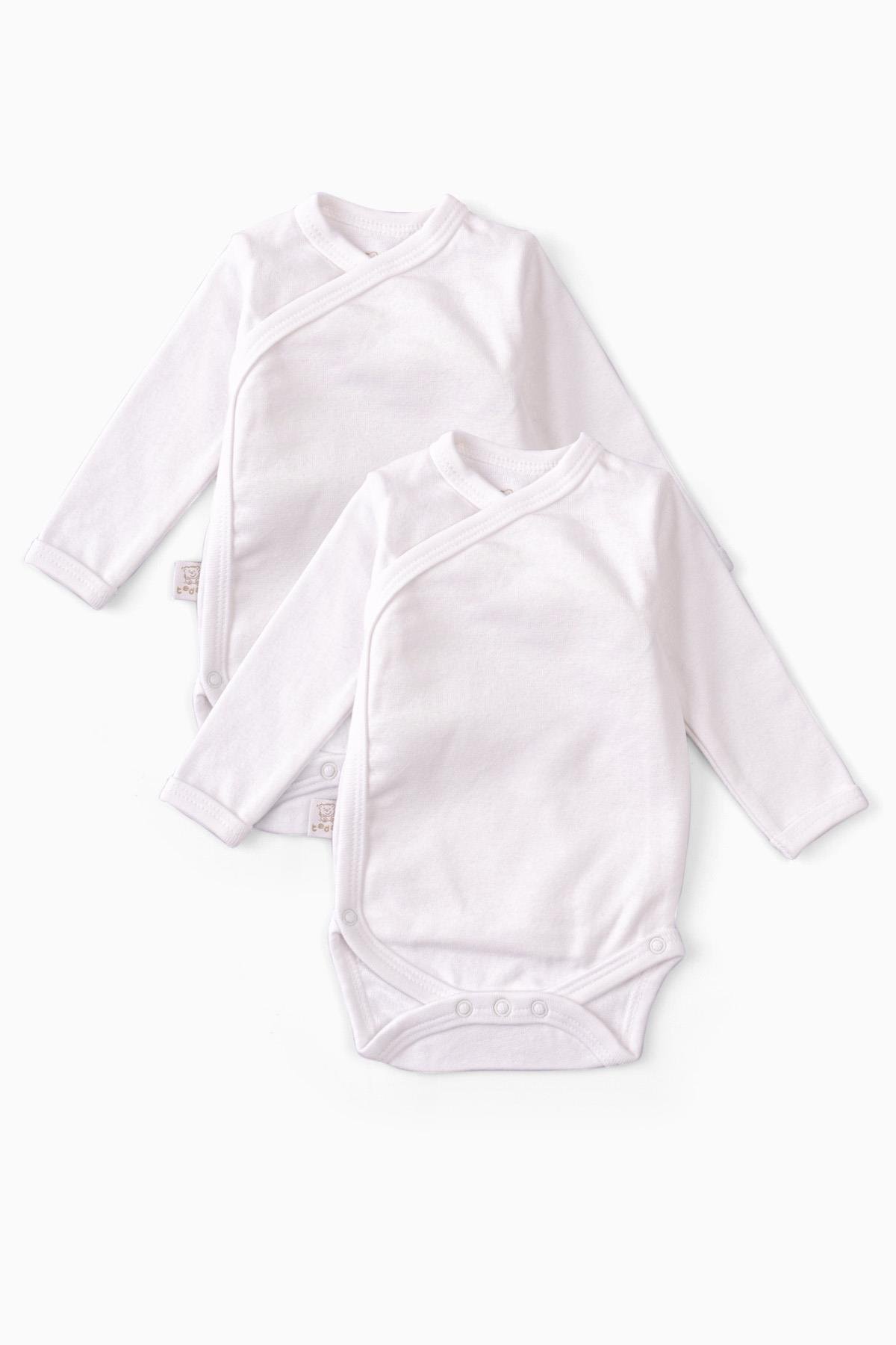 2'li Uzun Kollu Kruvaze Yandan Kapama Bebek Çıtçıtlı Body BeyazBody&Zıbın 2'li Uzun Kollu Kruvaze Yandan Kapama Bebek Çıtçıtlı Body Beyaz Uygun Bebe
