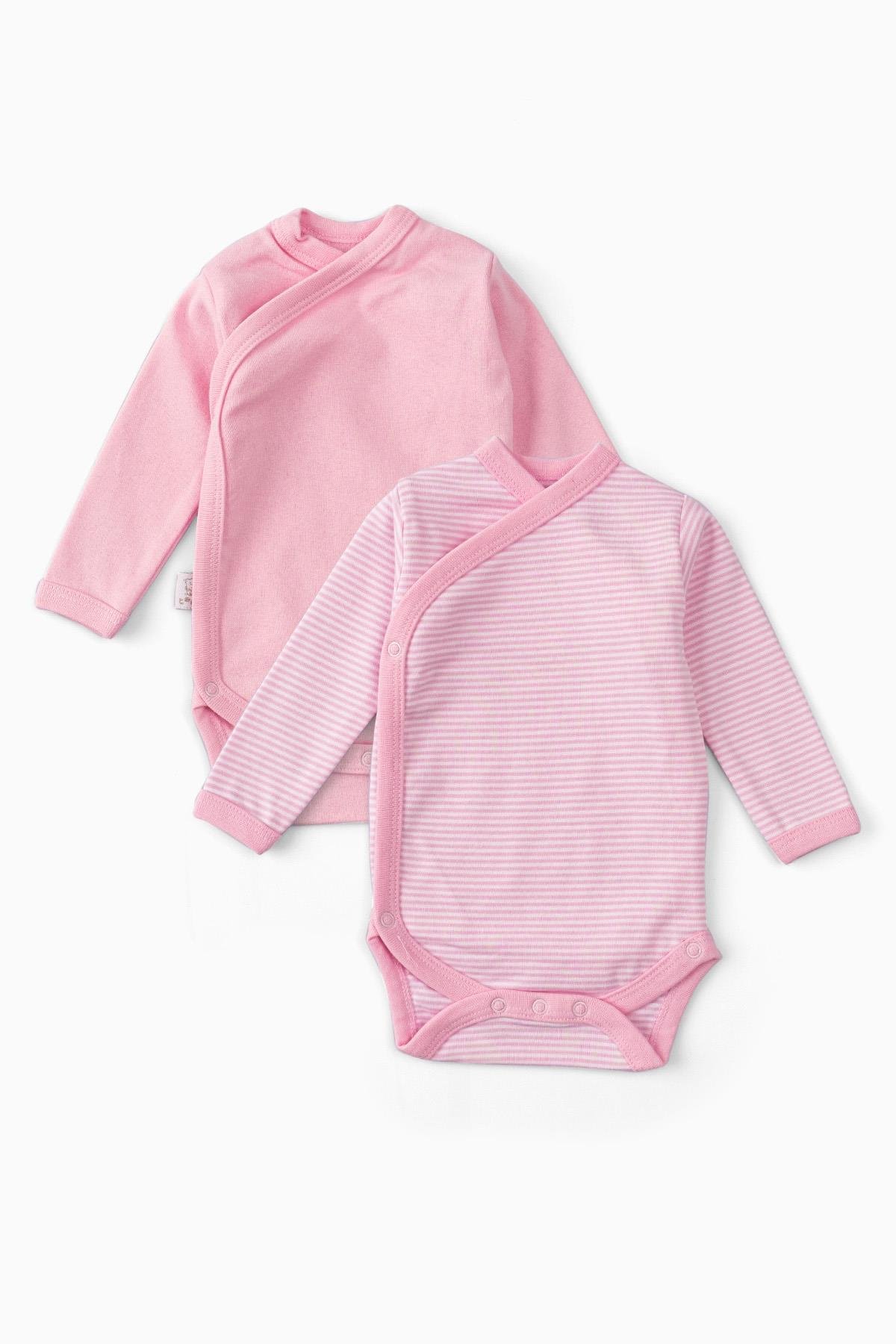 2'li Uzun Kollu Kruvaze Yandan Kapama Bebek Çıtçıtlı Body PembeBody&Zıbın 2'li Uzun Kollu Kruvaze Yandan Kapama Bebek Çıtçıtlı Body Pembe Uygun Bebe