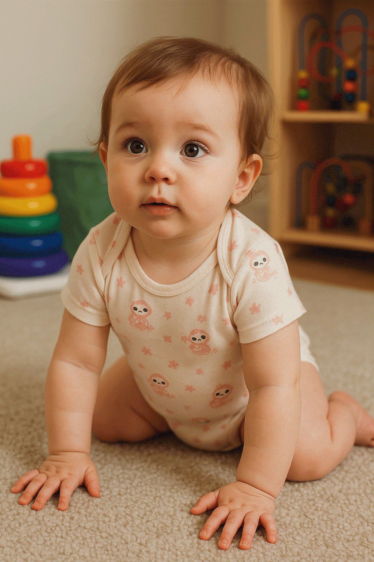 Boumini Pamuklu Bebek Çıtçıtlı Kısa Kollu Body  Zarf Yaka Pembe Miskin