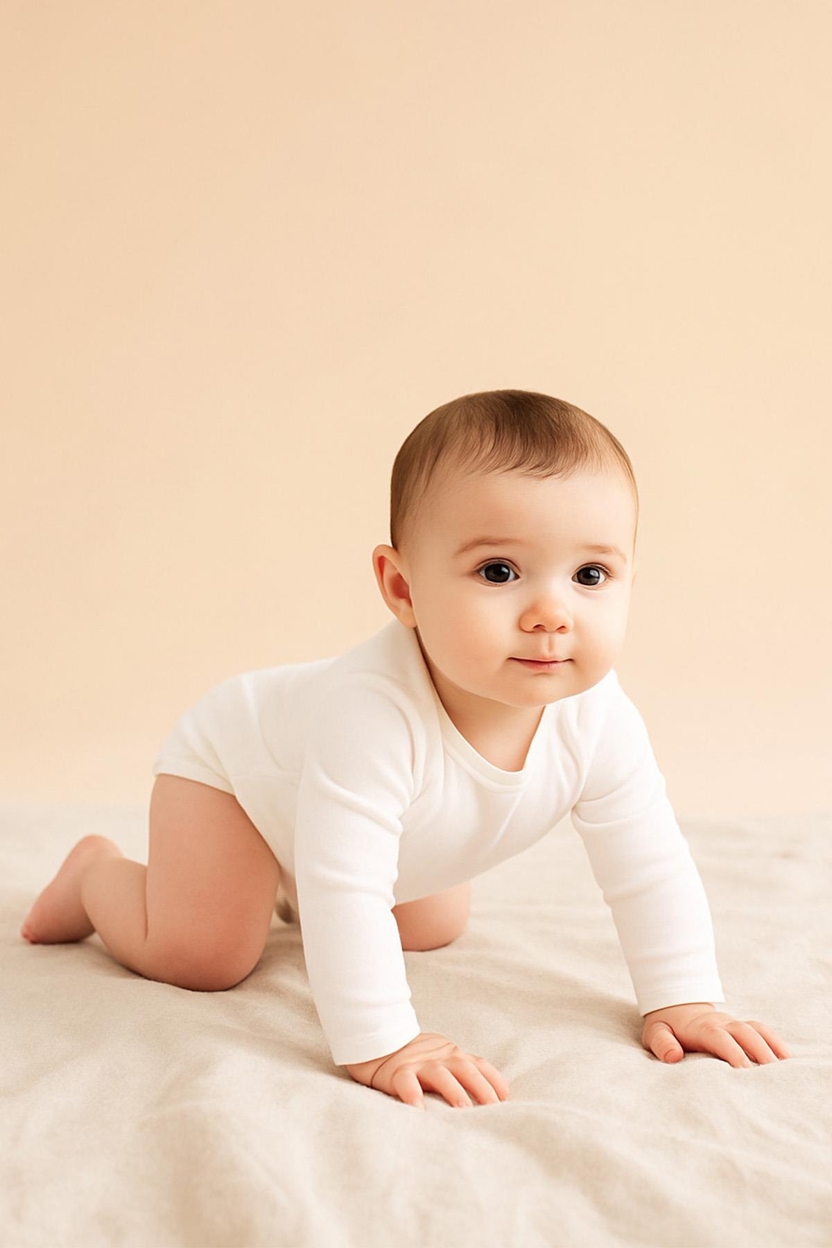 Boumini Uzun Kollu Pamuklu Bebek Çıtçıtlı Body Beyaz