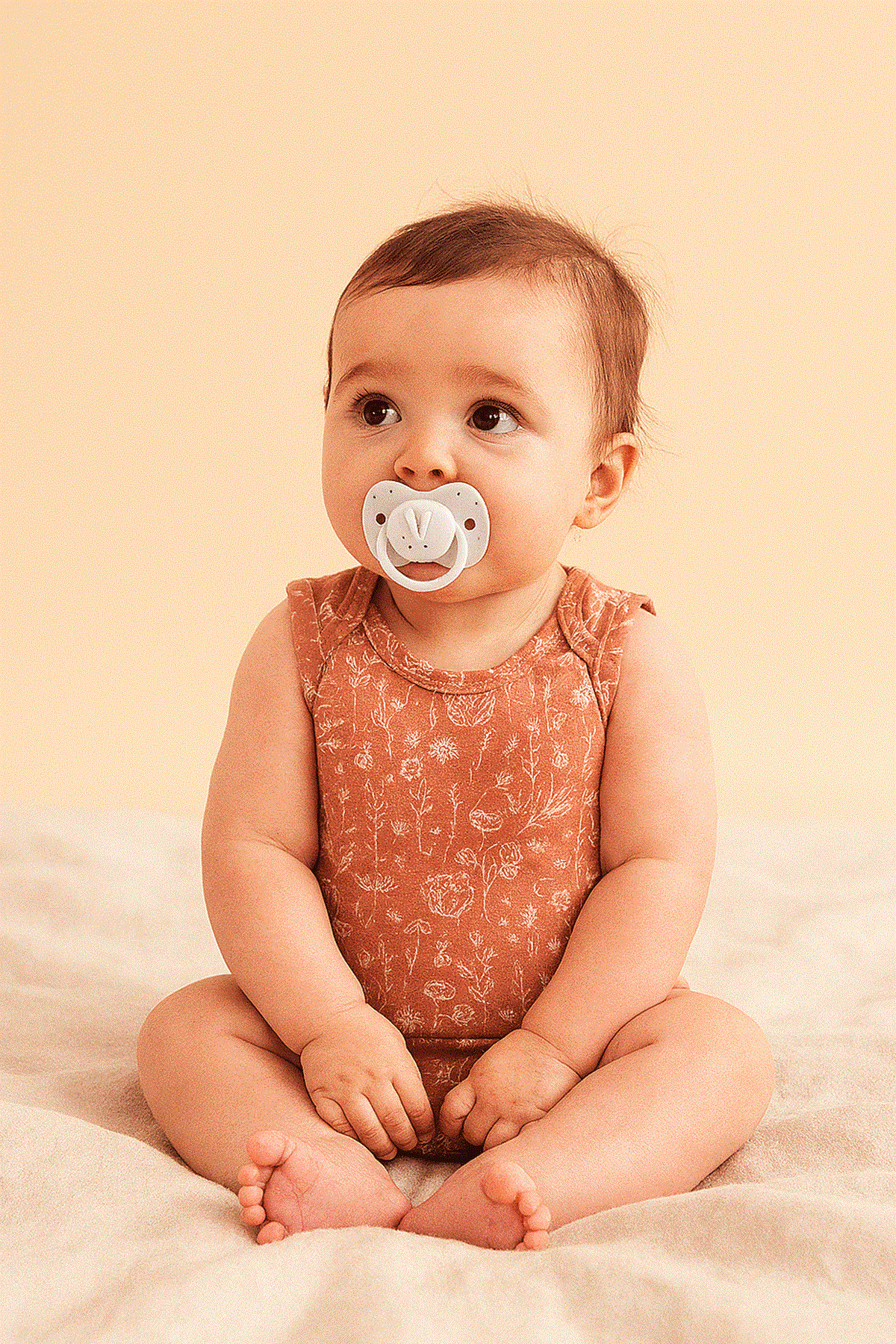 Boumini Pamuklu Bebek Çıtçıtlı Atlet Bahar Çiçekli Kiremit