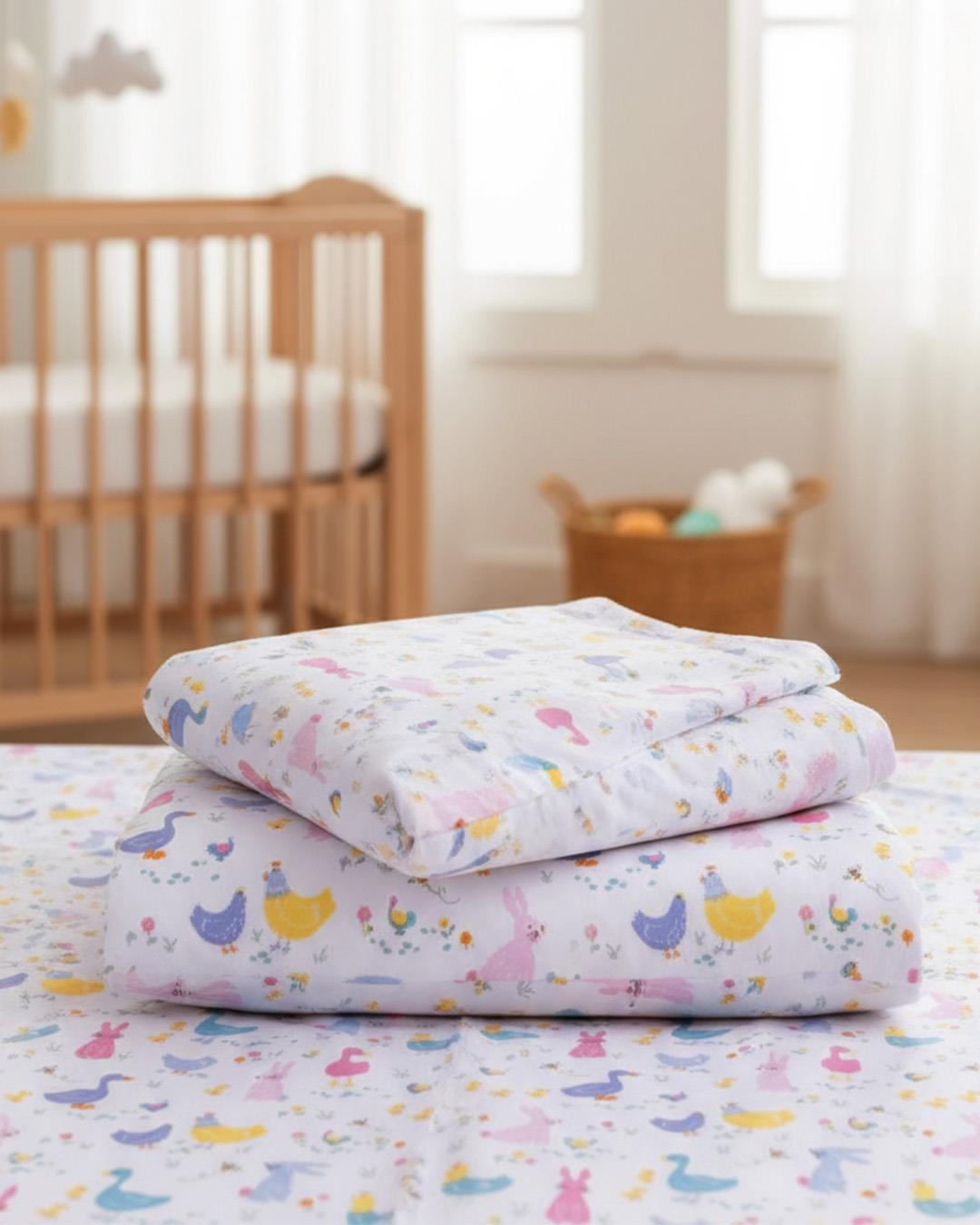 BouminiBoumini % 100 Pamuk Bebek Nevresim Takımı Renkli HayvanlarNevresim Takımları