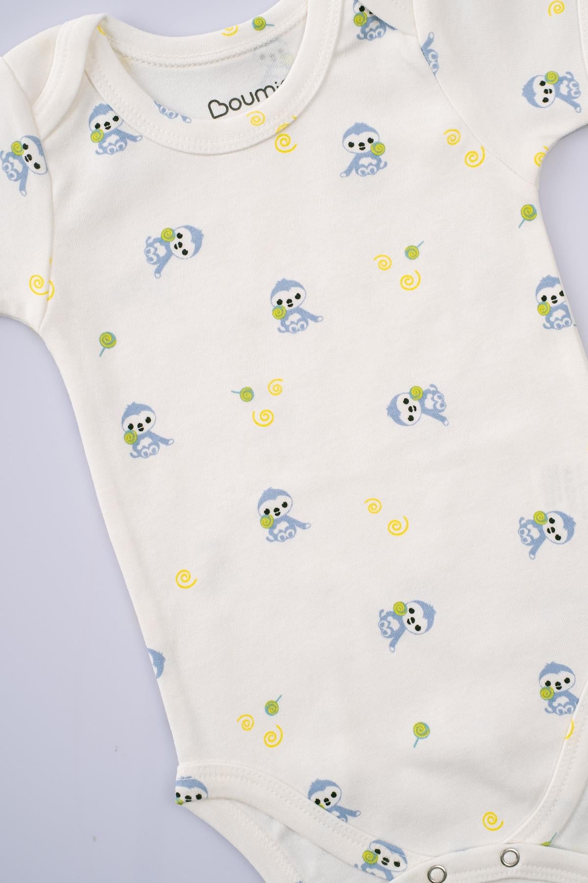Boumini Bebek Çıtçıtlı Kısa Kollu Body  Zarf Yaka Mavi MiskinBody&Zıbın Boumini Bebek Çıtçıtlı Kısa Kollu Body  Zarf Yaka Mavi Miskin Boumini