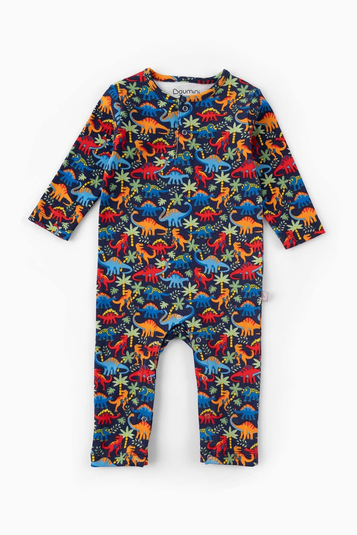 Boumini Bebek Uzun Kollu Çıtçıtlı Tulum Dinazor DesenliTulum Boumini Bebek Uzun Kollu Çıtçıtlı Tulum Dinazor Desenli Boumini