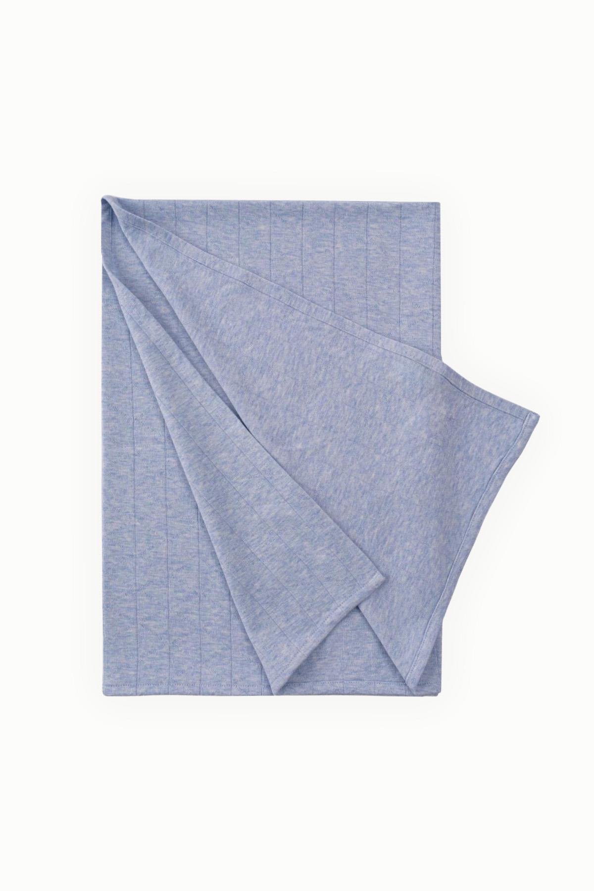 BouminiBoumini Çok Amaçlı Pamuklu Bebek Örtüsü 100x100 cm Mavi MelanjMüslin Örtüler