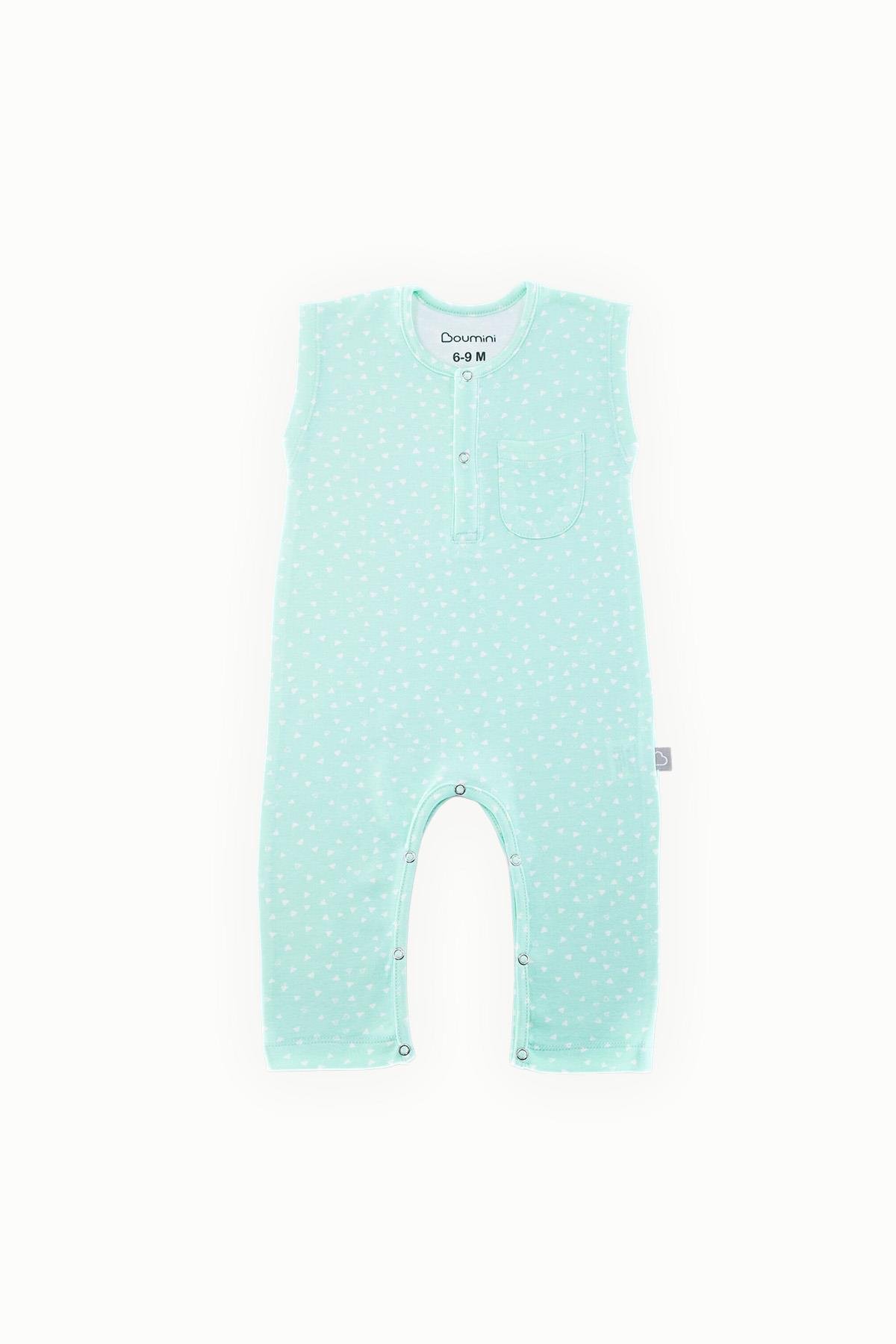 BouminiBoumini Kolsuz Uzun Bacaklı Çıtçıtlı Bebek Tulum Üçgenler MintTulum
