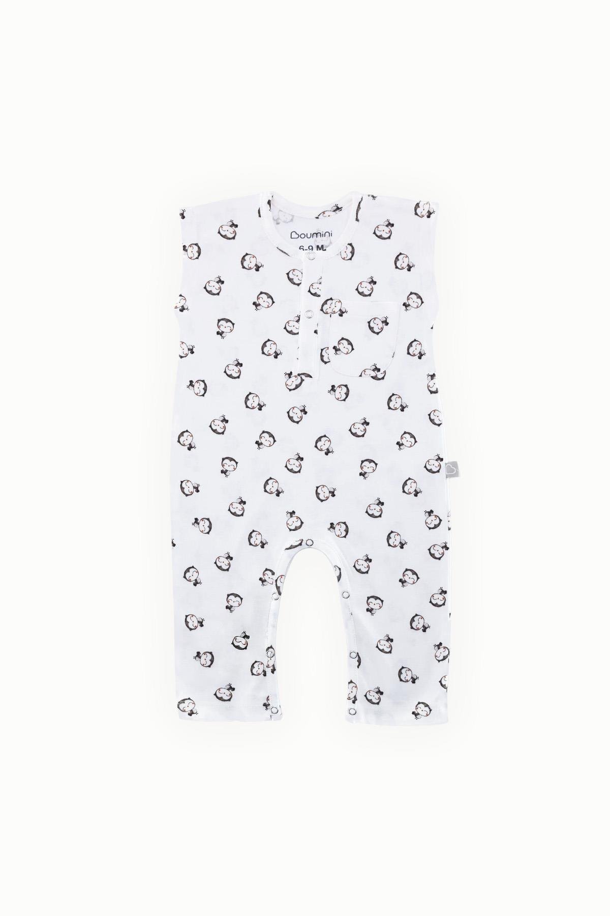 BouminiBoumini Kolsuz Uzun Bacaklı Çıtçıtlı Bebek Tulum Ollie KremTulum