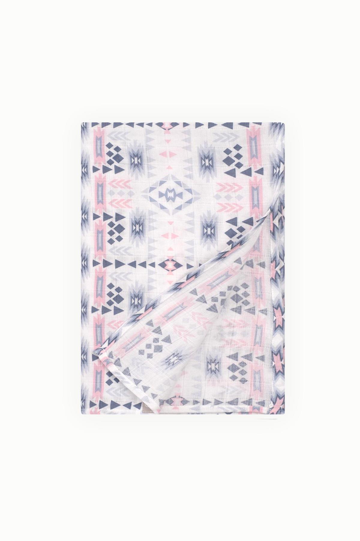 BouminiBoumini Pamuk Müslin Örtü Battaniye 120x120 cm Üçgenli LacivertMüslin Örtüler