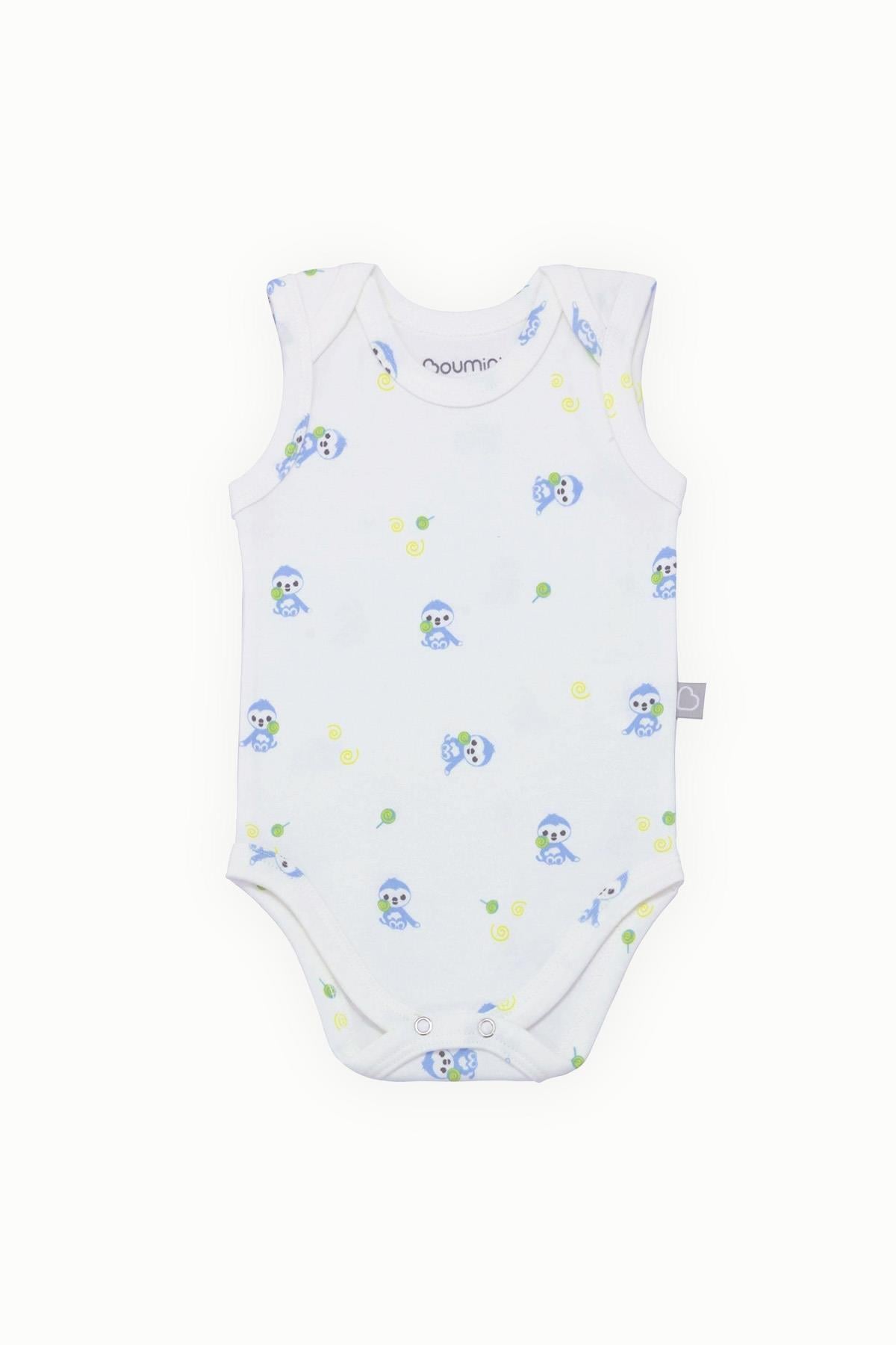 BouminiBoumini Pamuklu Bebek ÇıtÇıtlı Atlet Body Mavi Miskin Zarf Yaka 0-36 ayBody&Zıbın