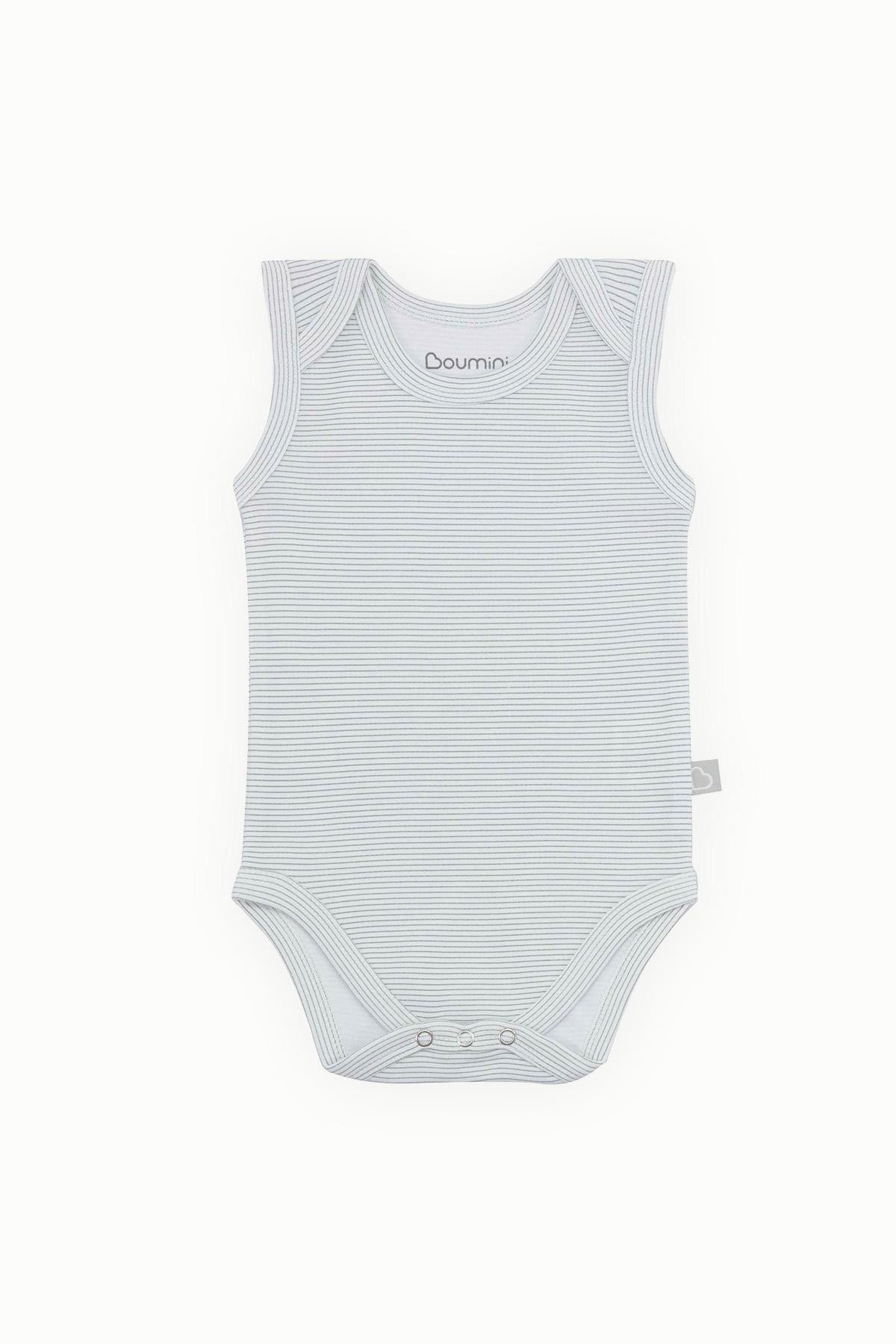 BouminiBoumini Pamuklu Bebek ÇıtÇıtlı Atlet Body Siyah Çizgili Zarf YakaBody&Zıbın