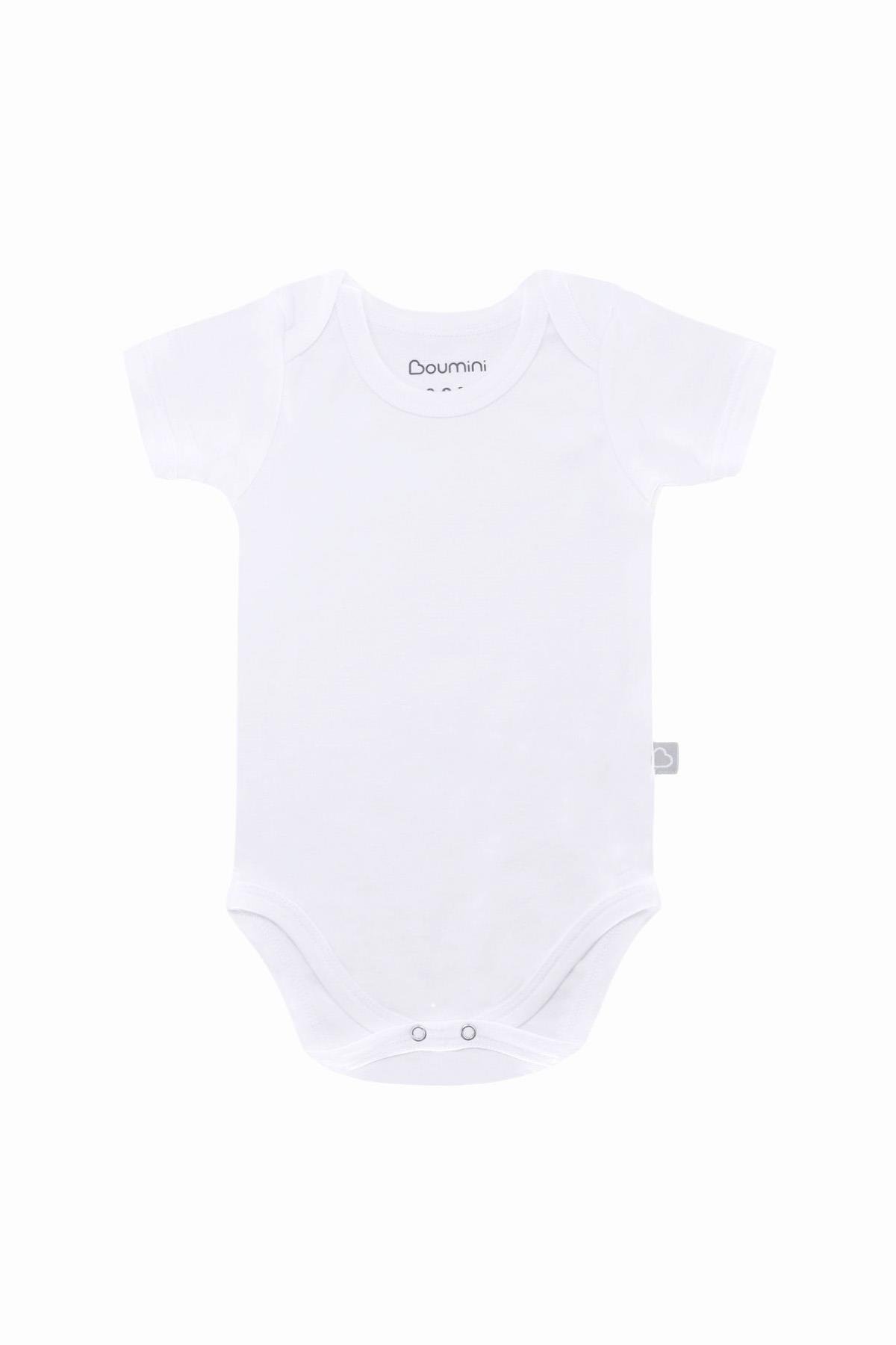 BouminiBoumini Pamuklu Bebek Çıtçıtlı Kısa Kollu Body Beyaz Zarf Yaka 0-36 ayBody&Zıbın