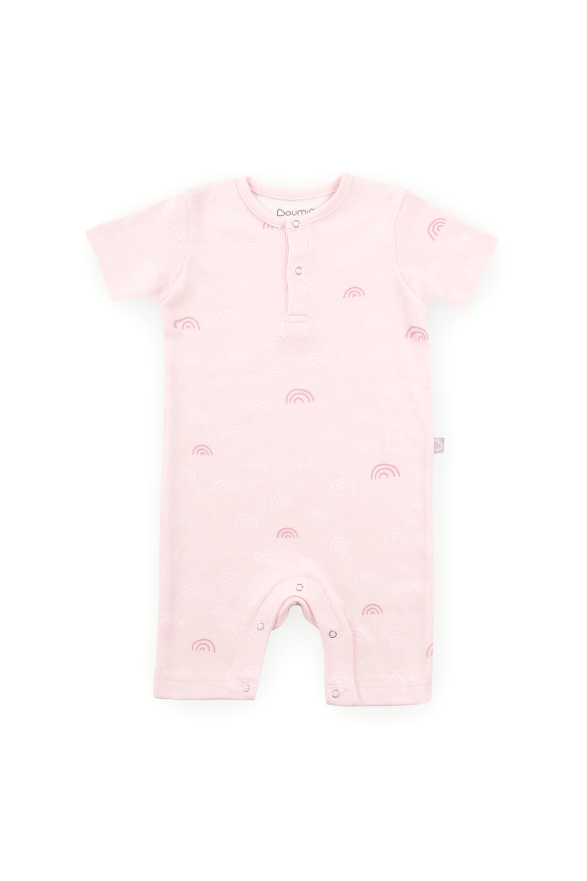 BouminiBoumini Pamuklu Kısa Kollu Şort Bebek Tulum Pembe GökkuşağıTulum