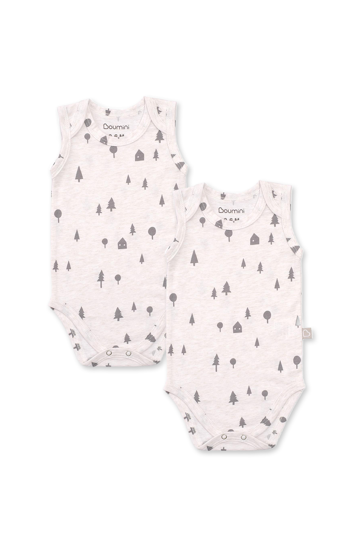 Boumini Pamuklu 2li Bebek Çıtçıtlı Atlet Body Çam Ormanı Bej