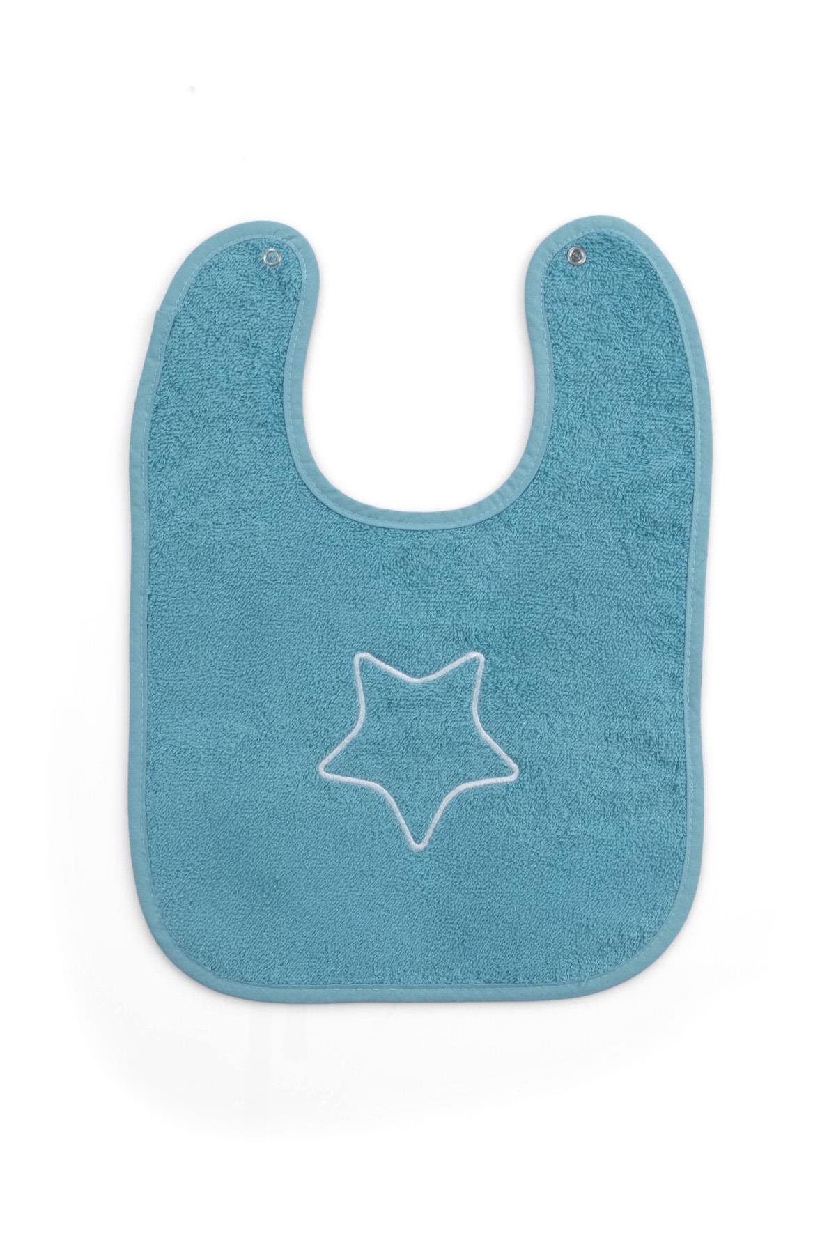 Uygun BebeYıldız Nakışlı Bebek Önlüğü Mavi Havlu Önlük 27x37cmMama Önlükleri