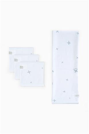 Boumini Bebek Omuz ve 3lü Ağız Bezi Mavi Yıldızlar