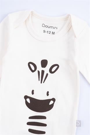 Boumini Uzun Kollu Pamuklu Bebek Çıtçıtlı Body Ekru Zürafa