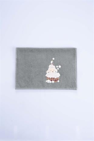 Boumini Kuzu Nakışlı Pamuk Bebek Havlusu (50x100 cm) Haki