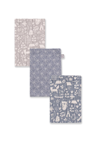 Bebek 3lü Doğa Desenli Kese Mavi - Gri