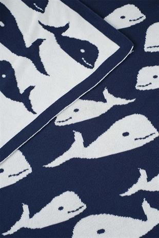 Bebek Triko Battaniyesi Çift Taraflı Lacivert Balina  80x80 cmBattaniye Bebek Triko Battaniyesi Çift Taraflı Lacivert Balina  80x80 cm Boumini